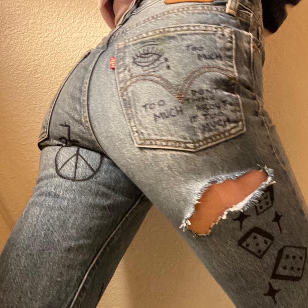 Levi’s Jeans with Custom Drawn Art